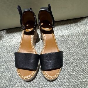 Black and Tan Espadrille Sandals